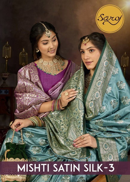 Mishti Satin Silk Vol 3 By Saroj Satin Wedding Wear Pattu Saree Exporters In India